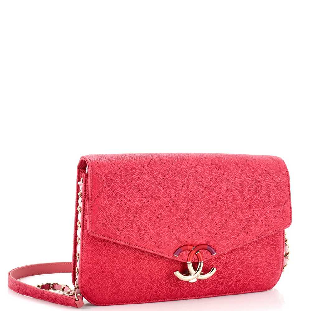 CHANEL Thread Around Chain Flap Bag Quilted Cavia… - image 2