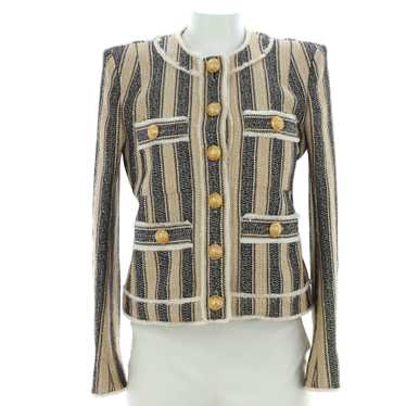 Balmain Women's Striped Collarless Button Up Jack… - image 1