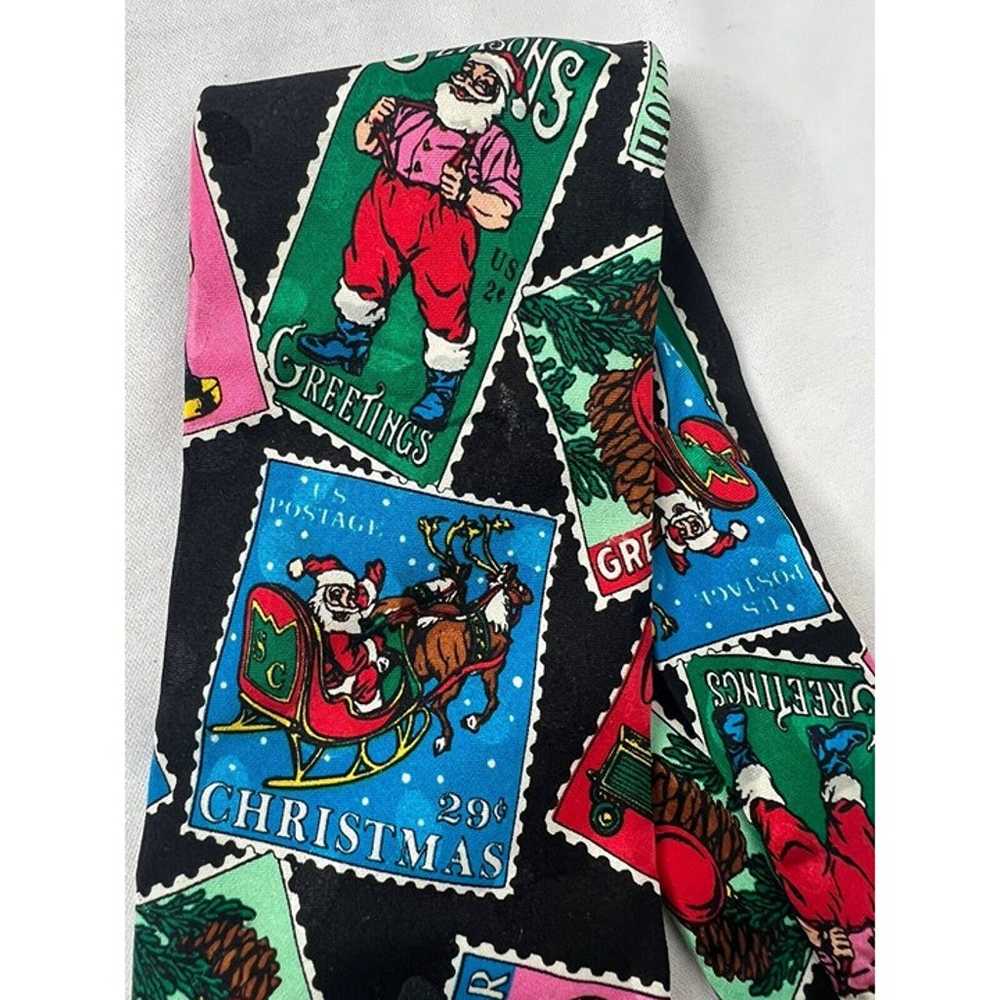 Vintage 1991 Christmas Santa Claus Stamp Silk Han… - image 4