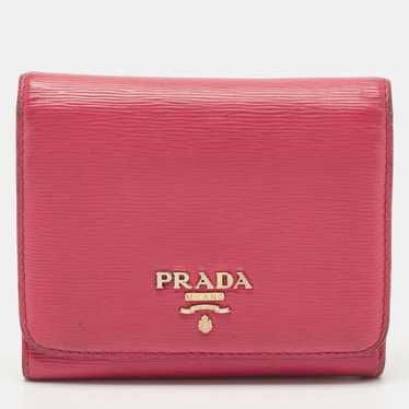 Prada PRADA Pink Move Leather Logo Trifold Wallet - image 1