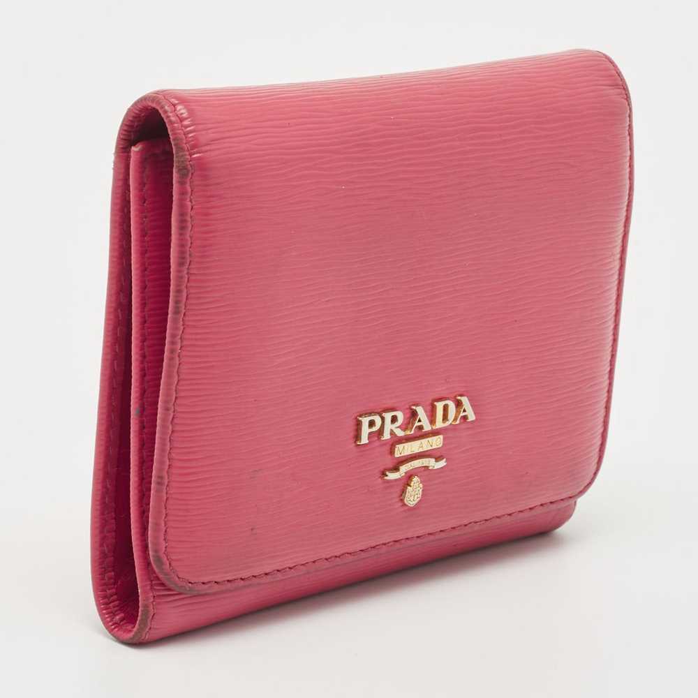 Prada PRADA Pink Move Leather Logo Trifold Wallet - image 5