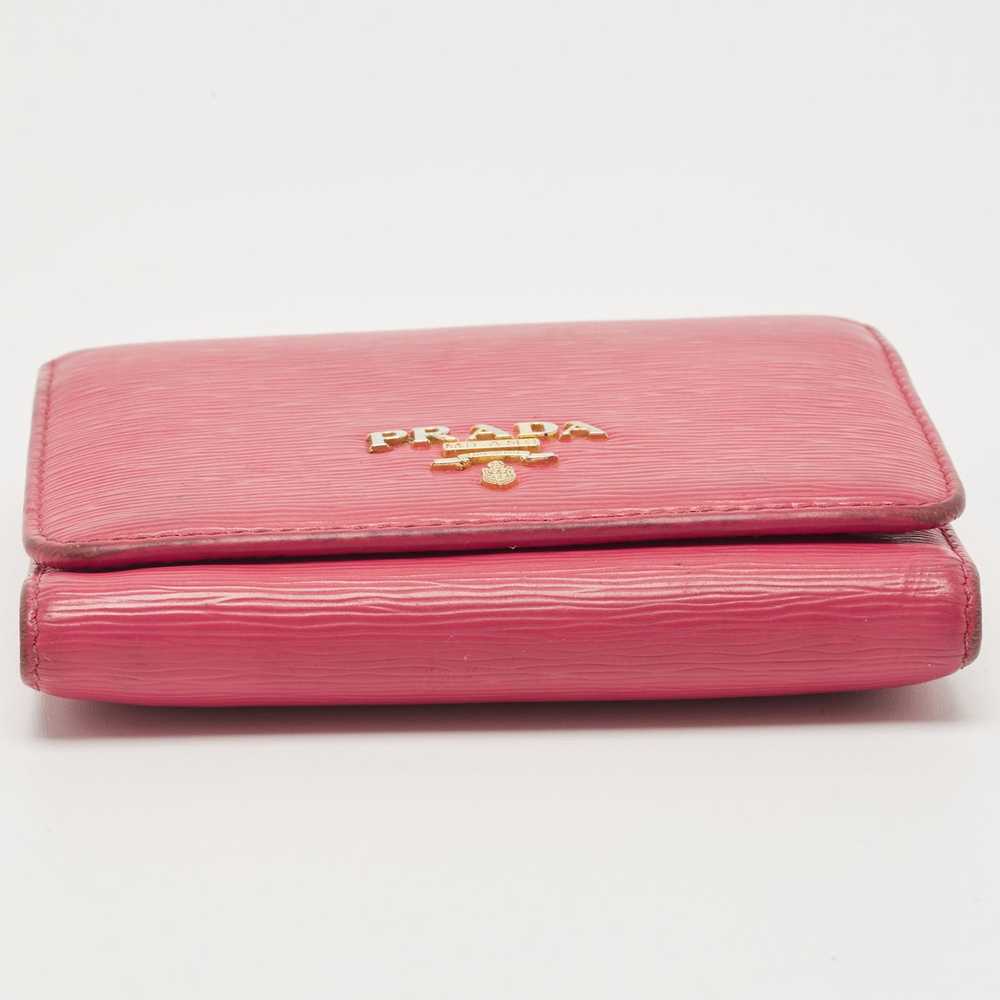 Prada PRADA Pink Move Leather Logo Trifold Wallet - image 8