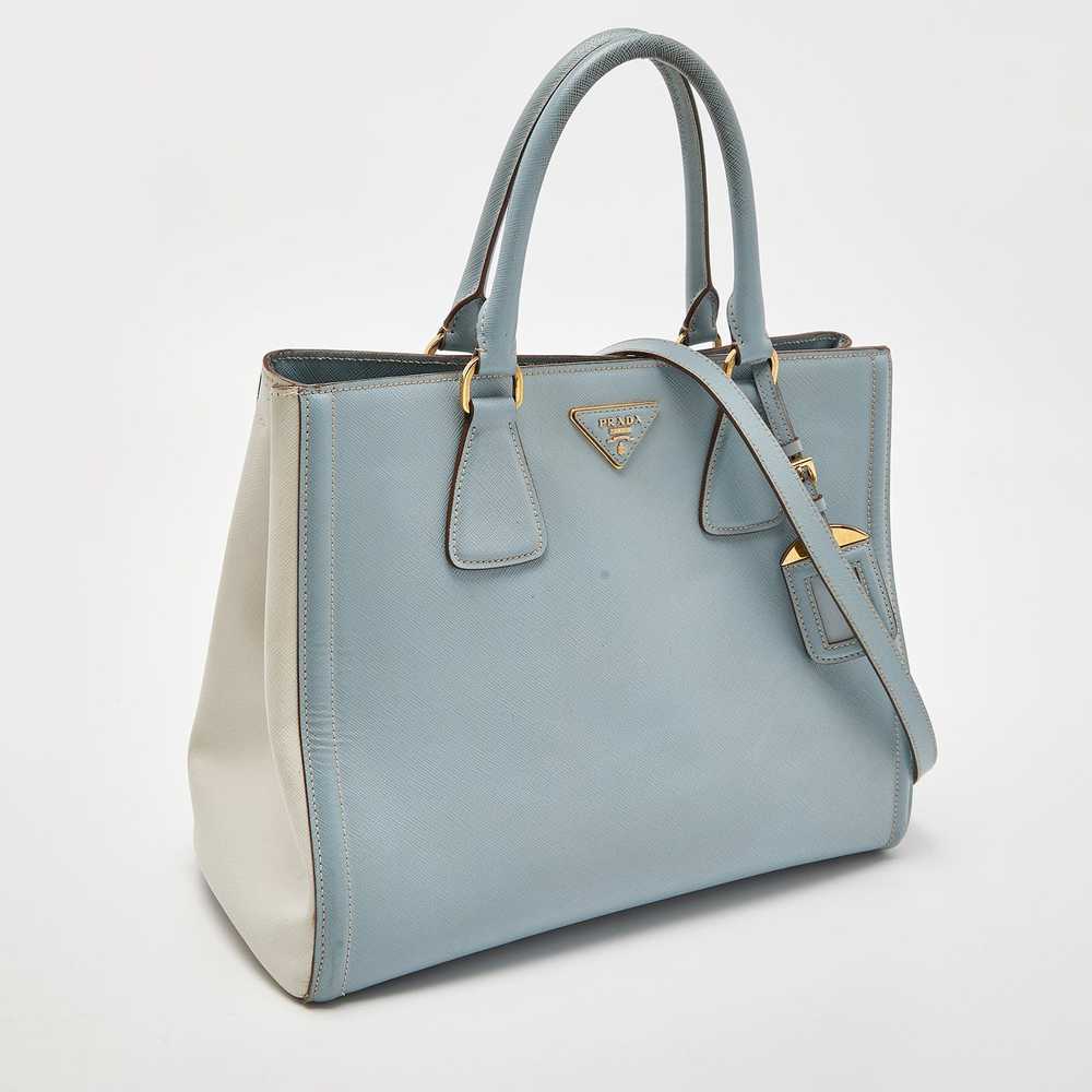 Prada PRADA Blue/White Saffiano Lux Leather Open … - image 3
