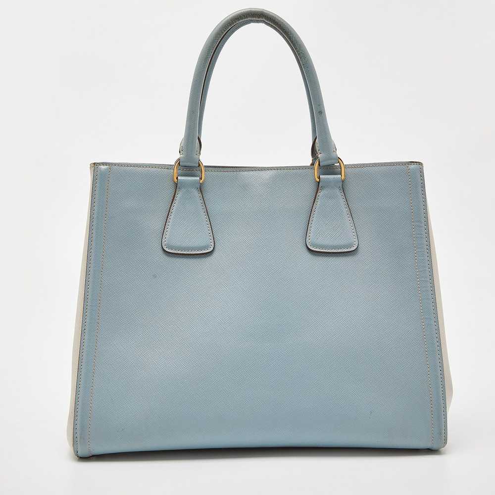 Prada PRADA Blue/White Saffiano Lux Leather Open … - image 4