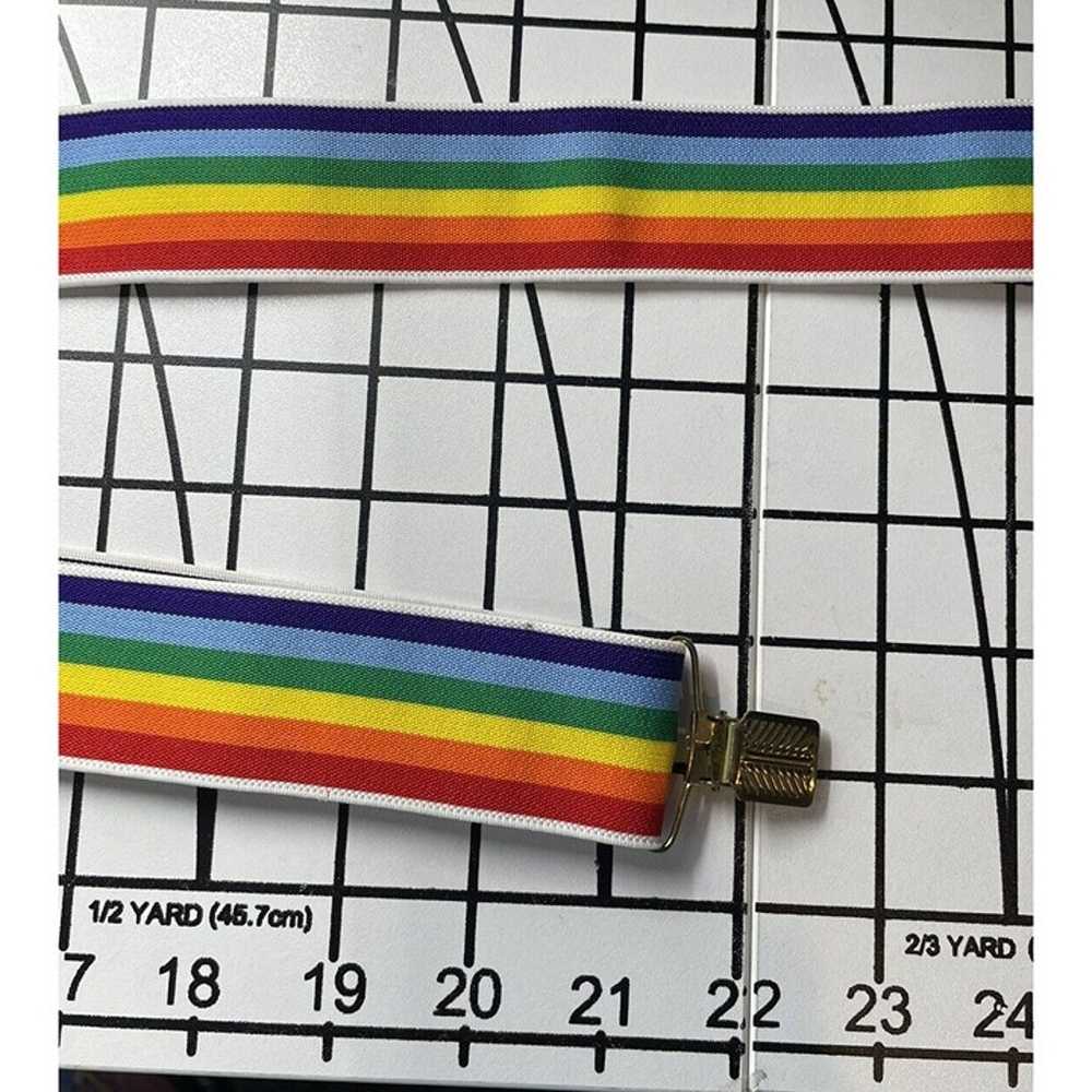 Vintage Rainbow Suspenders Stretchy Adjustable 1.… - image 12