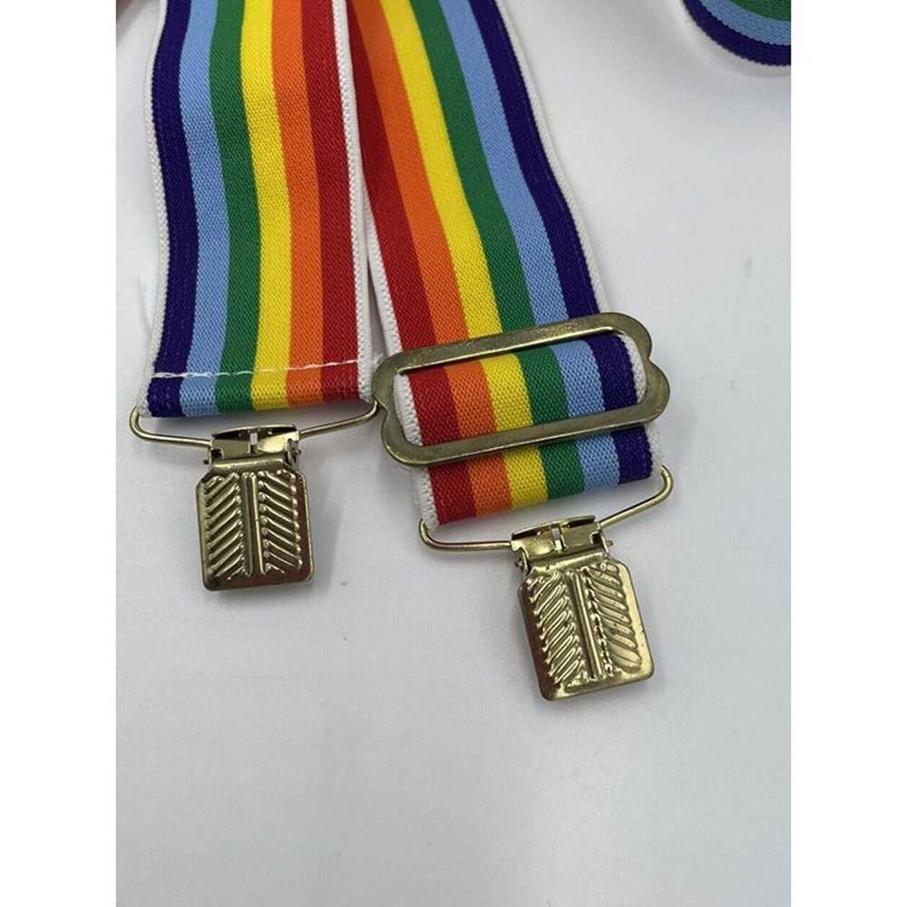 Vintage Rainbow Suspenders Stretchy Adjustable 1.… - image 4