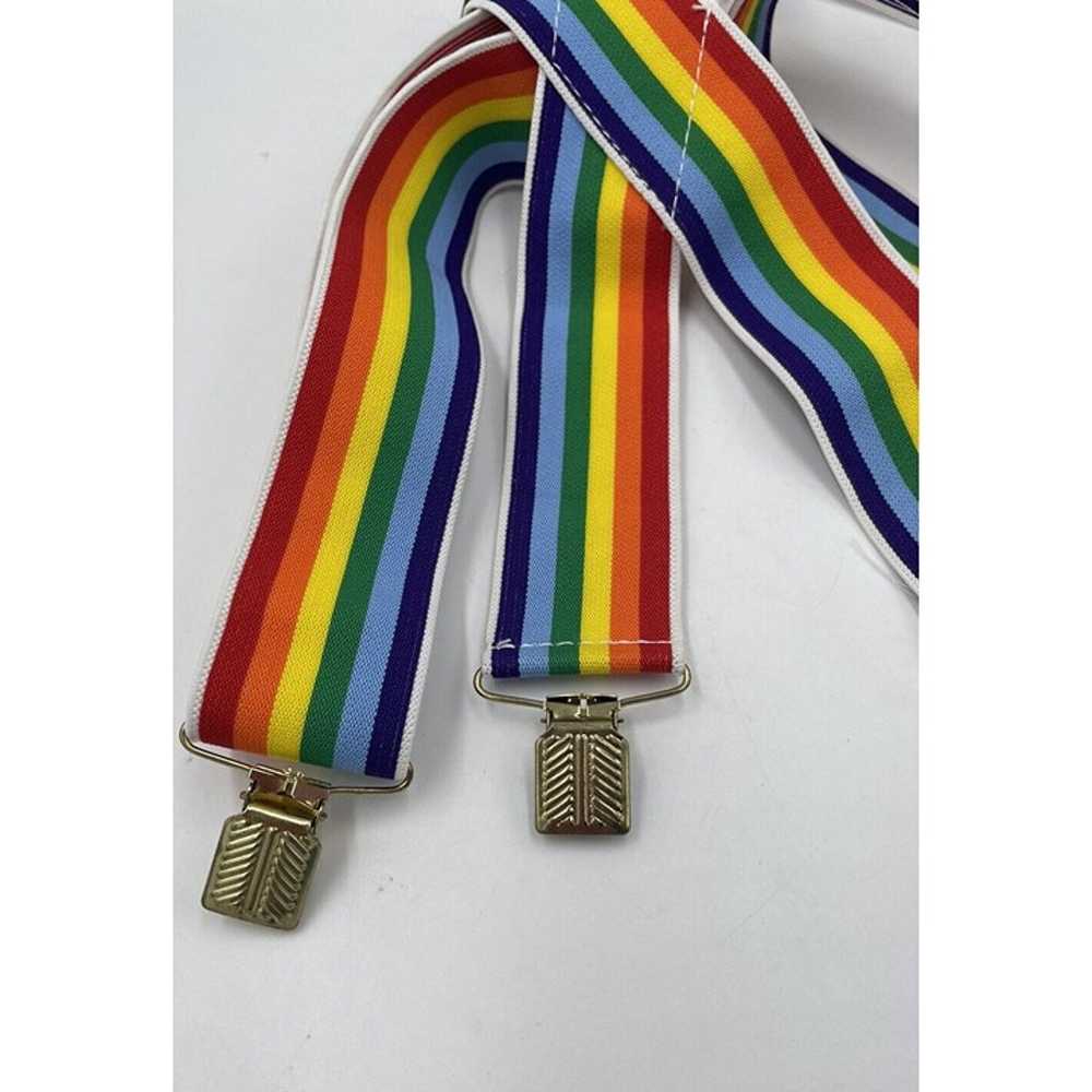 Vintage Rainbow Suspenders Stretchy Adjustable 1.… - image 5