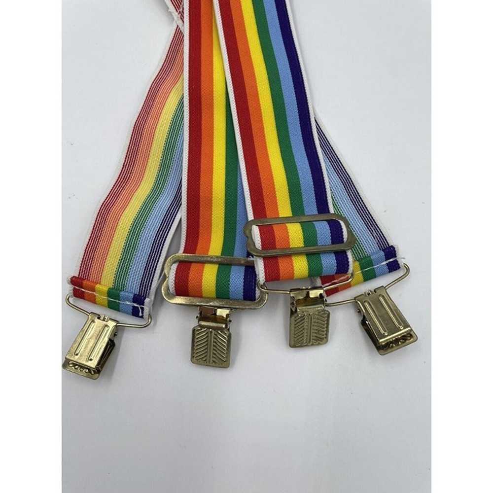 Vintage Rainbow Suspenders Stretchy Adjustable 1.… - image 6