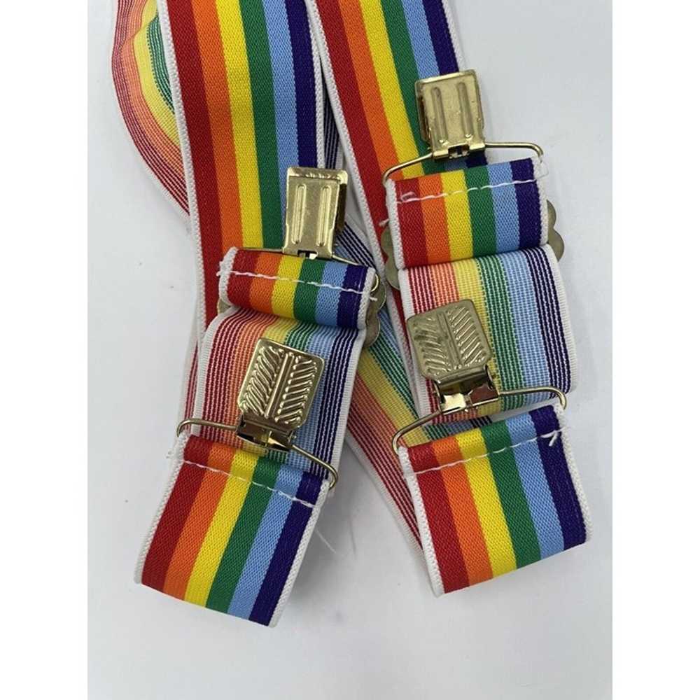 Vintage Rainbow Suspenders Stretchy Adjustable 1.… - image 7
