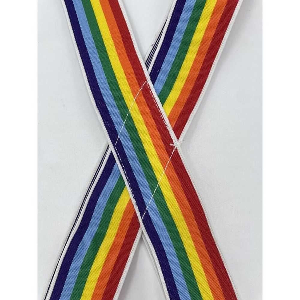 Vintage Rainbow Suspenders Stretchy Adjustable 1.… - image 8