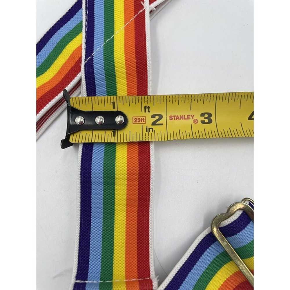 Vintage Rainbow Suspenders Stretchy Adjustable 1.… - image 9