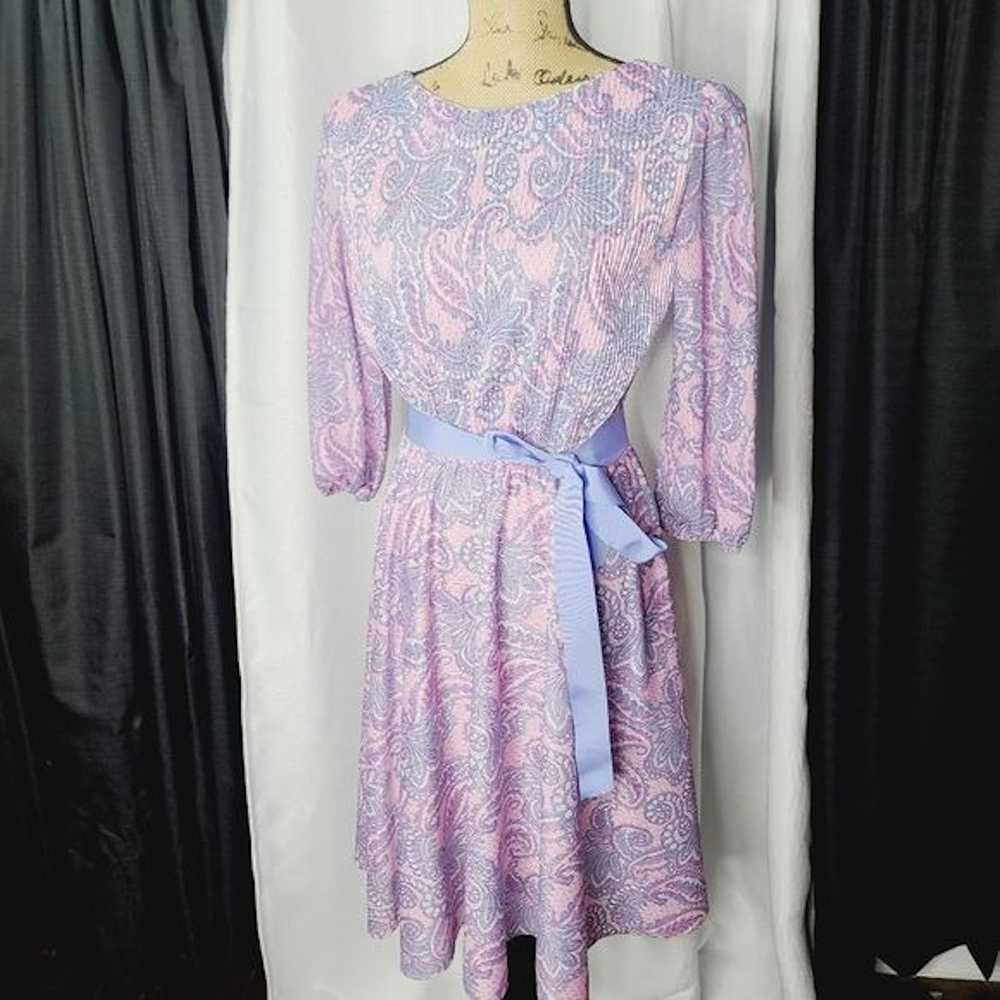 Vintage Vintage 1970s Hot Pink Navy Blue Paisley … - image 1