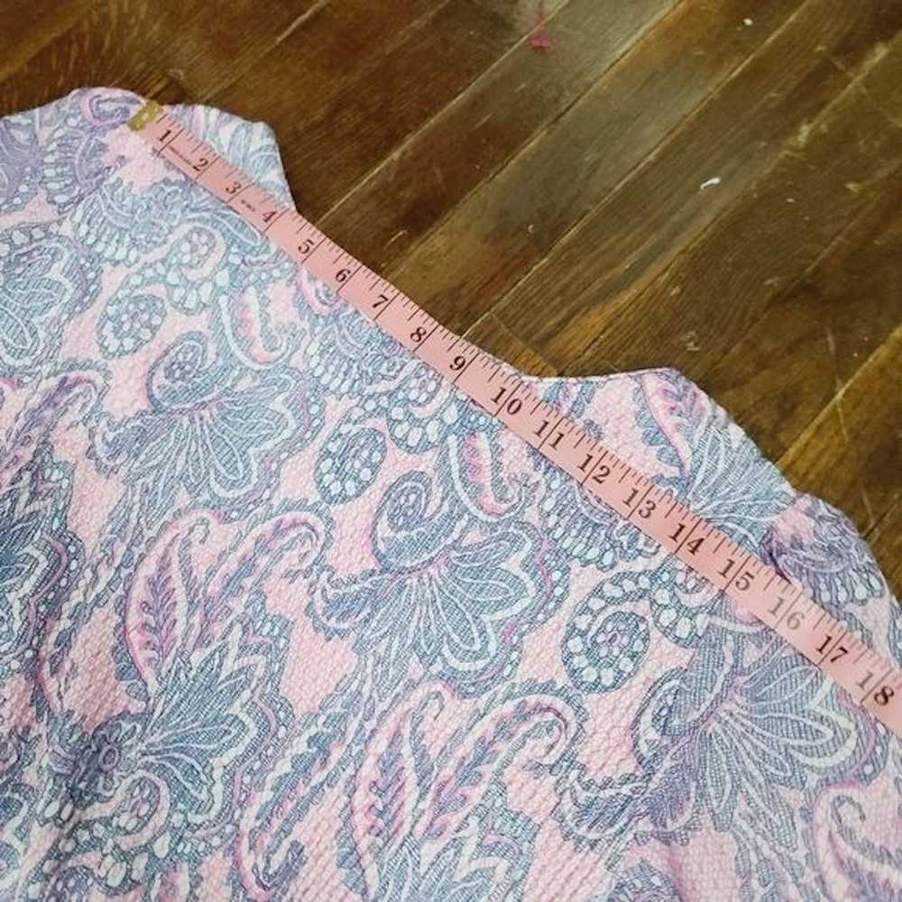 Vintage Vintage 1970s Hot Pink Navy Blue Paisley … - image 7