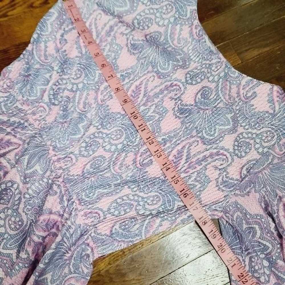 Vintage Vintage 1970s Hot Pink Navy Blue Paisley … - image 8