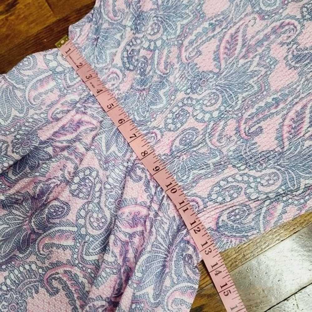 Vintage Vintage 1970s Hot Pink Navy Blue Paisley … - image 9