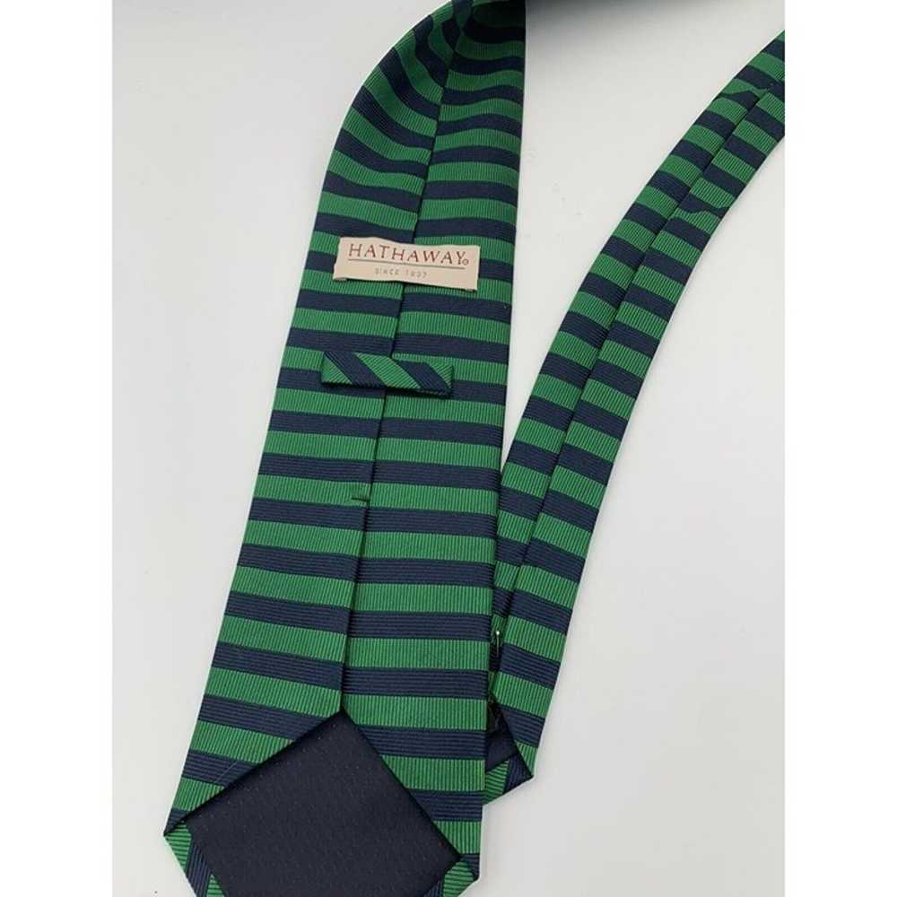 VTG Hathaway Mens Necktie Tie Blue Green Stripes … - image 2