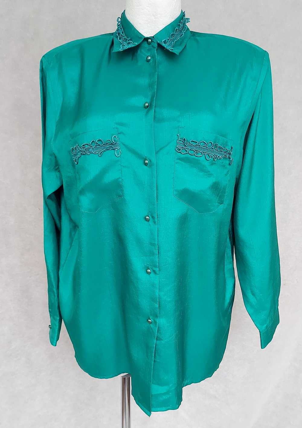 Vintage Green vintage Canda blouse, XL size - image 1