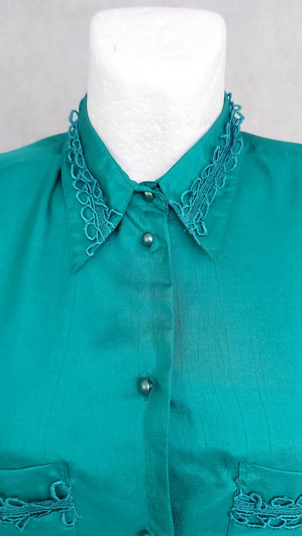 Vintage Green vintage Canda blouse, XL size - image 2