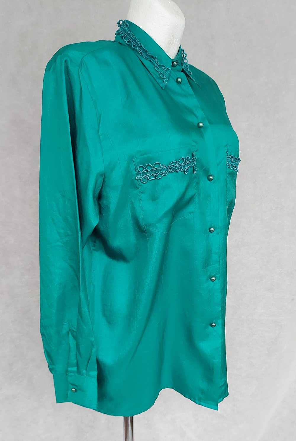 Vintage Green vintage Canda blouse, XL size - image 3