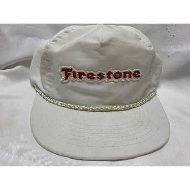 Firestone Tires Vintage White Snapback Rope Hat T… - image 1