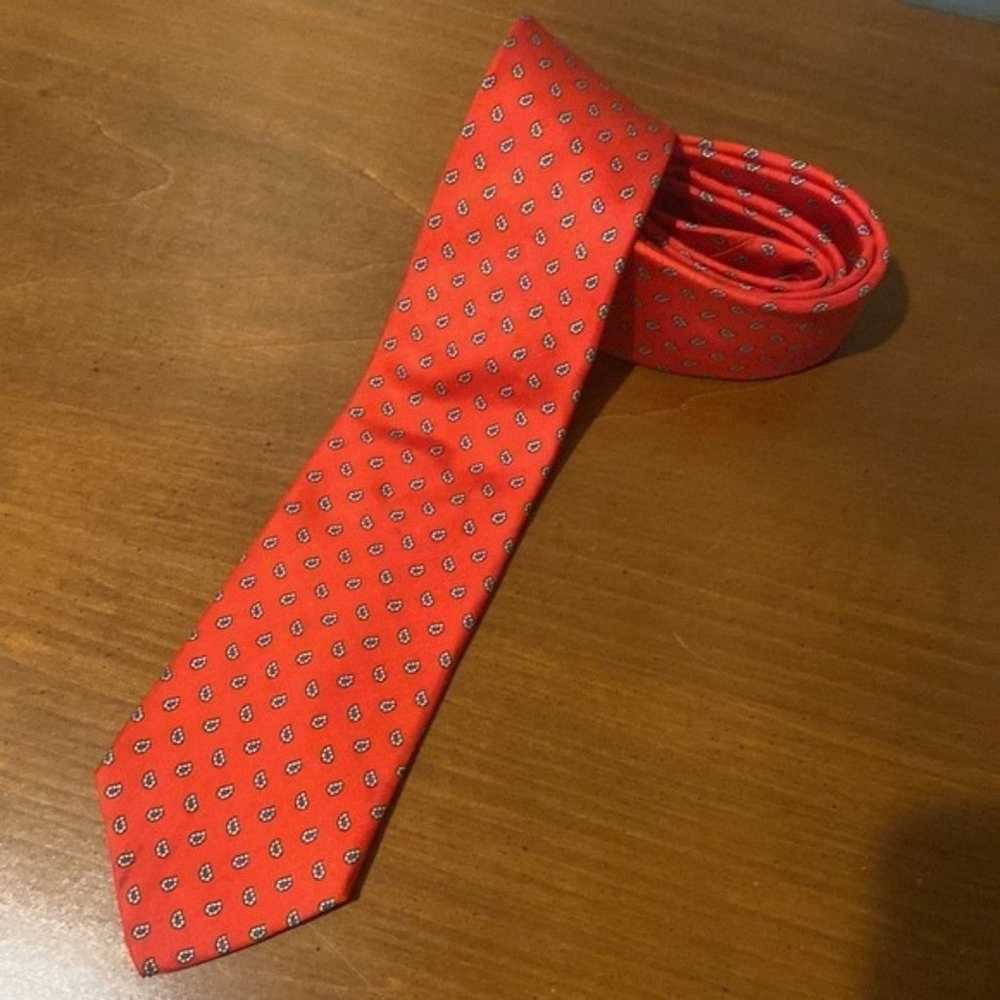 Silk Boundary Waters 100% Silk Red Tie with Blue … - image 4