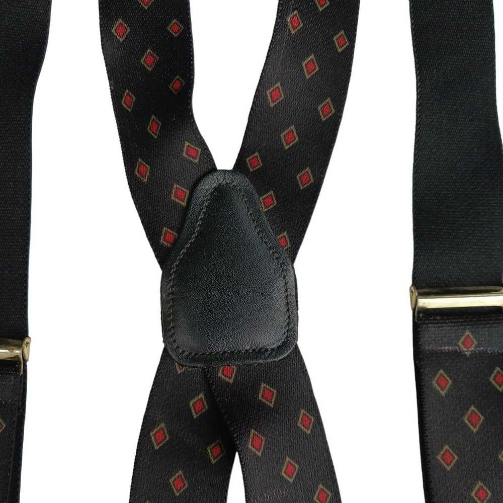 Vintage CAS Suspenders Clip Germany Leather Geome… - image 4