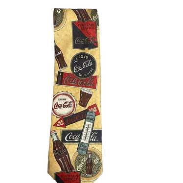 Vintage Coca Cola Silk Tie Made In USA Retro Blac… - image 1