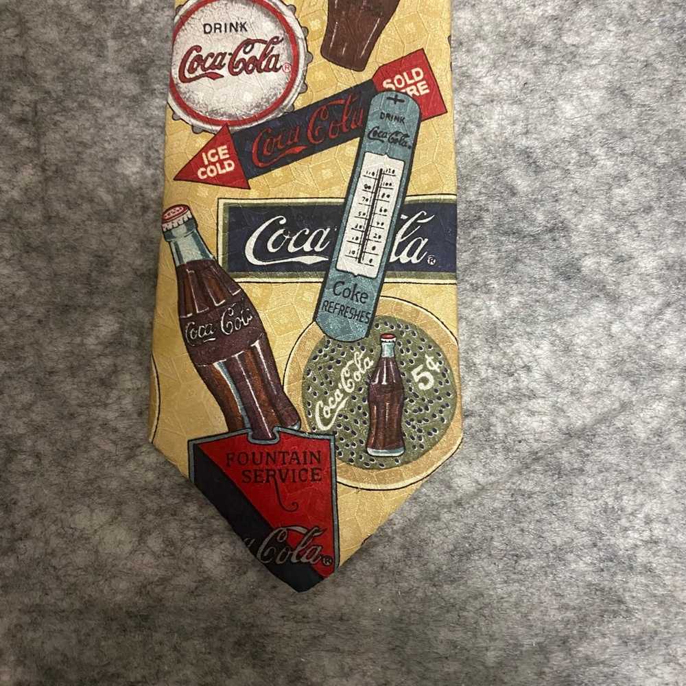 Vintage Coca Cola Silk Tie Made In USA Retro Blac… - image 2