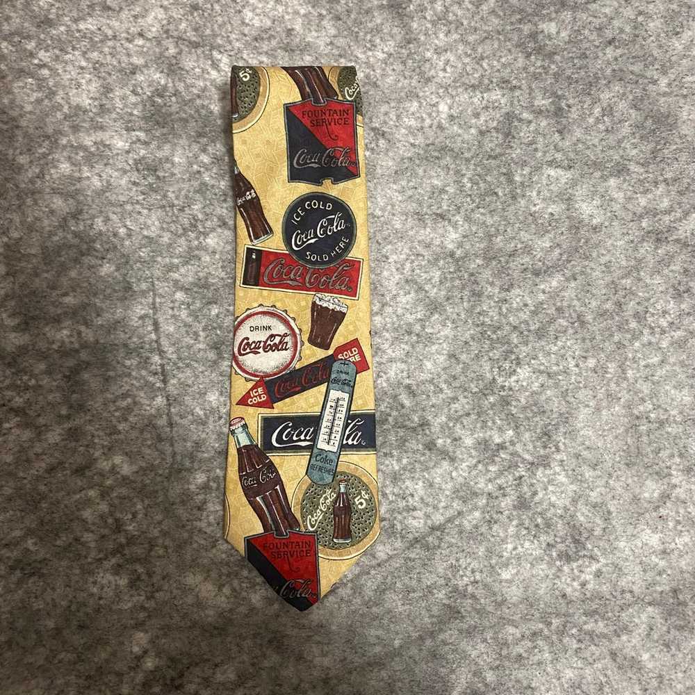 Vintage Coca Cola Silk Tie Made In USA Retro Blac… - image 5