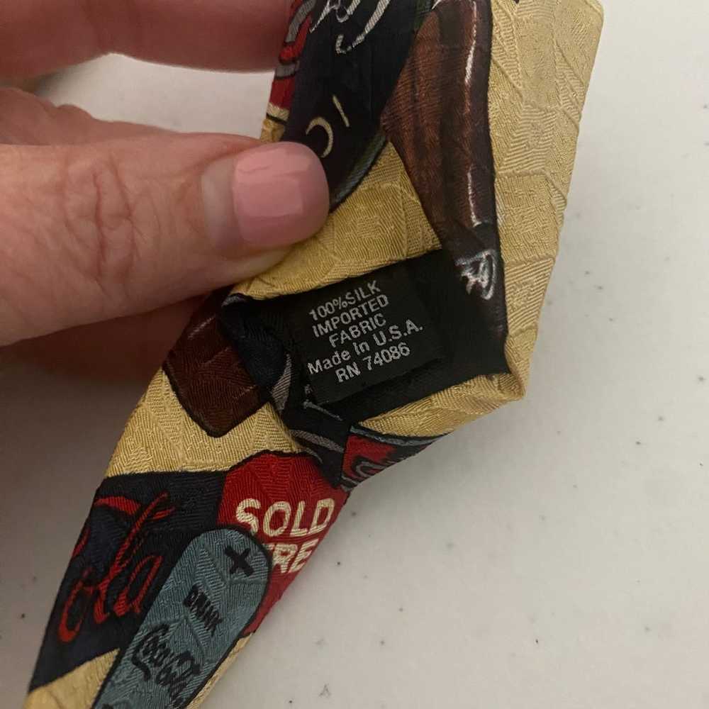 Vintage Coca Cola Silk Tie Made In USA Retro Blac… - image 6