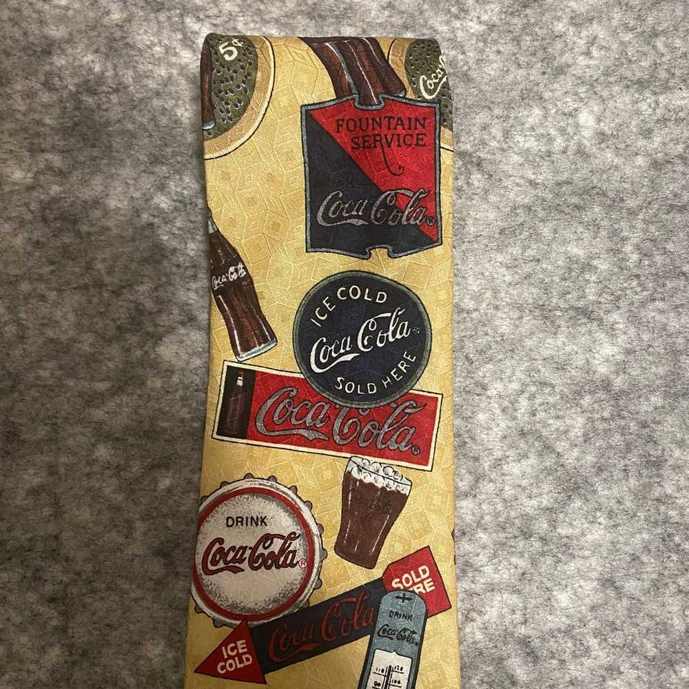 Vintage Coca Cola Silk Tie Made In USA Retro Blac… - image 7