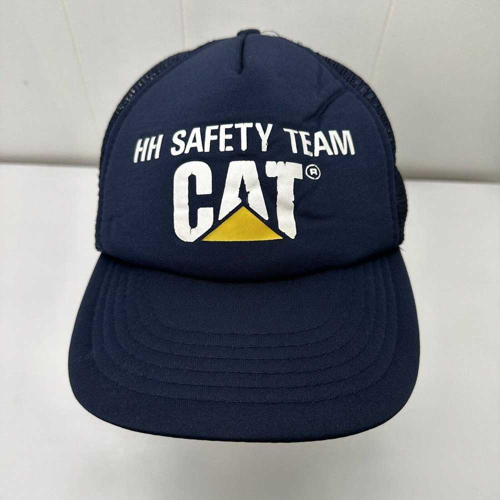 Vintage CAT Caterpillar Trucker Hat Cap Blue Snap… - image 2