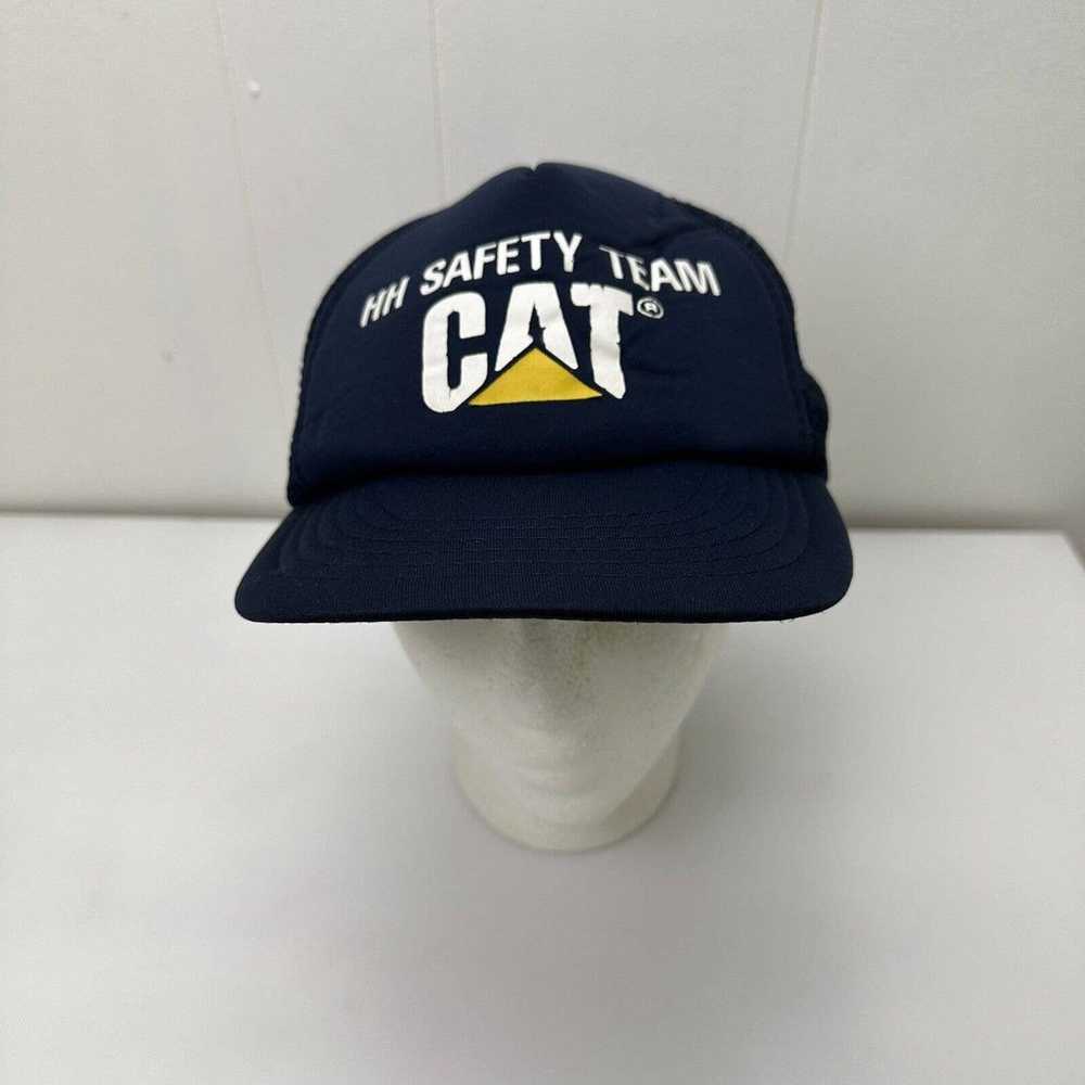 Vintage CAT Caterpillar Trucker Hat Cap Blue Snap… - image 3