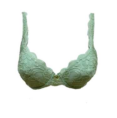Soma Embraceable Full Coverage Lace Trim Bra 34D Underwire Blue/Green  Underwire