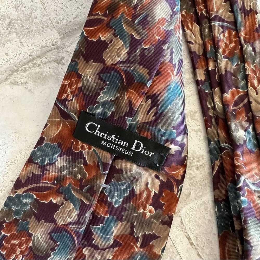 Vintage Christian Dior floral silk men’s tie - image 4