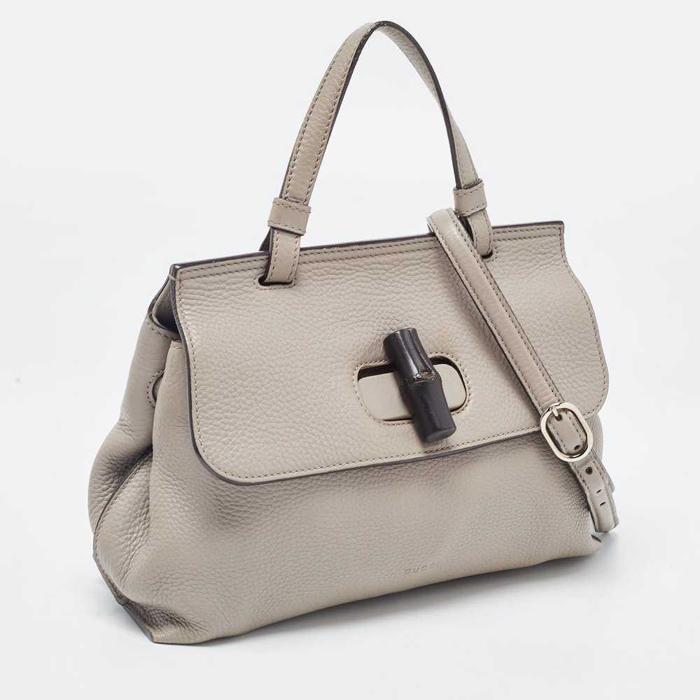 Gucci GUCCI Grey Leather Small Bamboo Daily Top H… - image 3