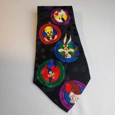 Vintage Looney Toons Mania 100% Silk Tie 1994 - image 1