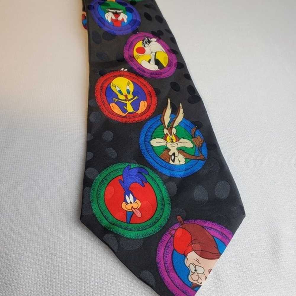 Vintage Looney Toons Mania 100% Silk Tie 1994 - image 3