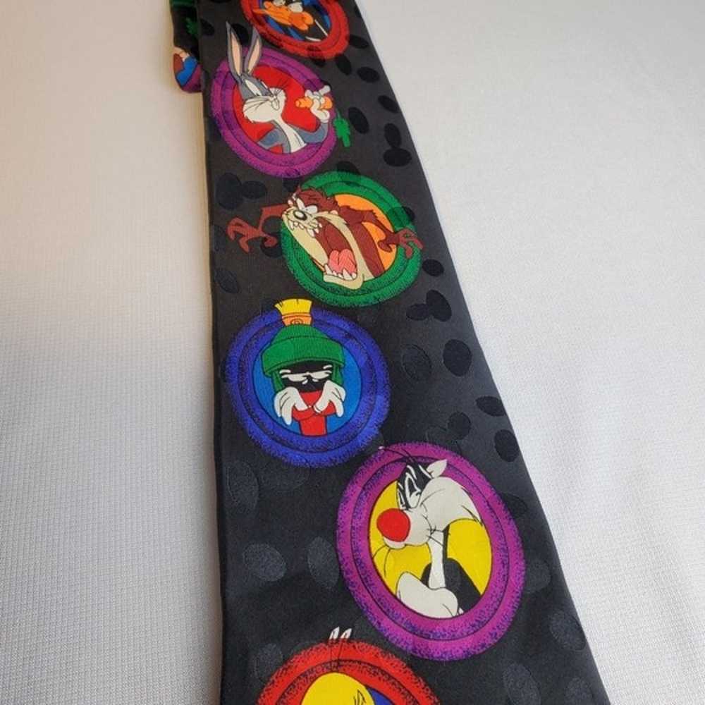 Vintage Looney Toons Mania 100% Silk Tie 1994 - image 6