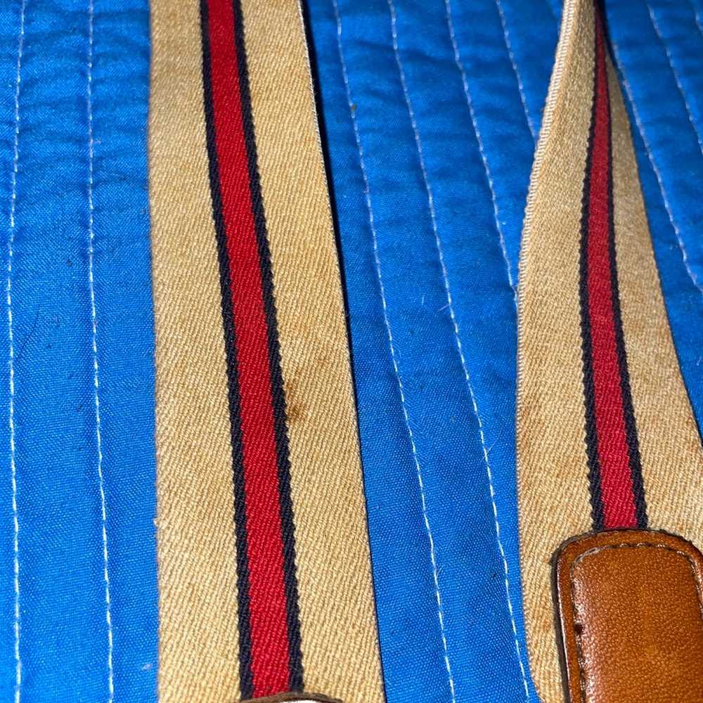 Vintage GAP Belt Tan Red Blue Striped Fabric Elas… - image 4