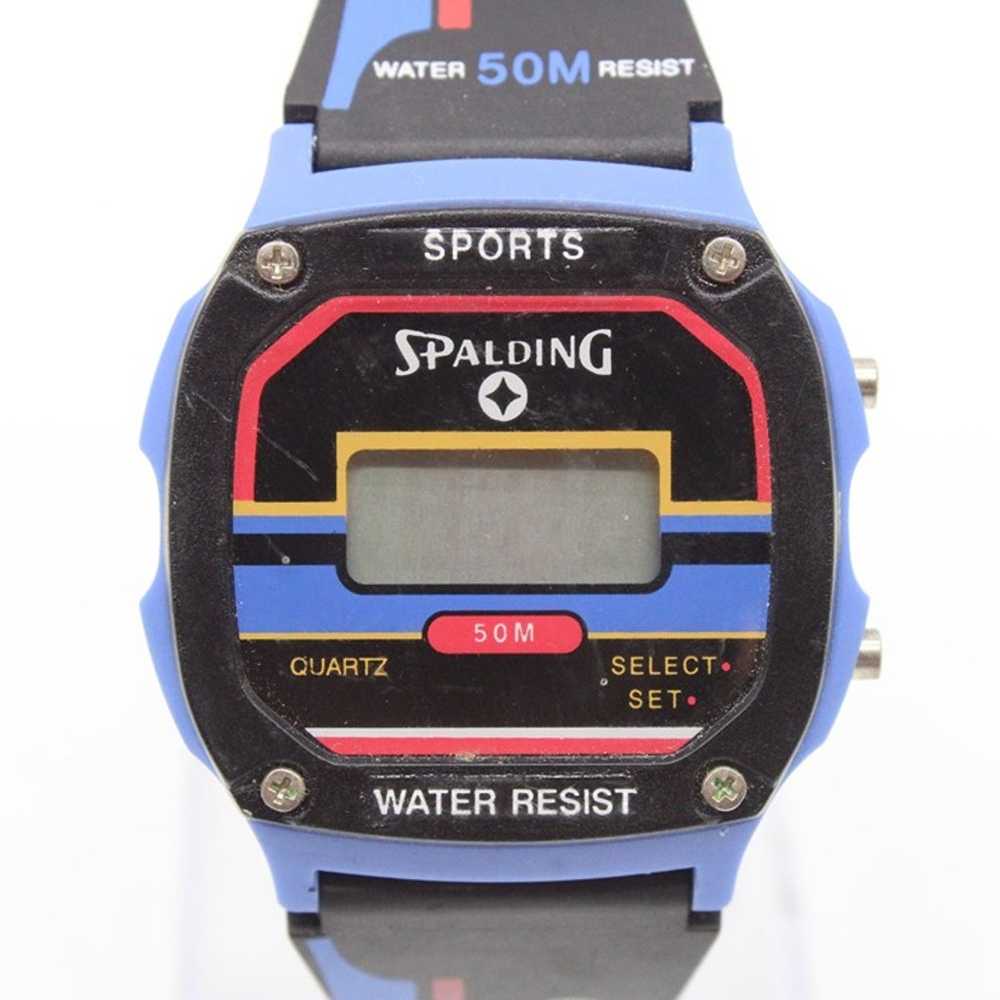 Vintage Spalding Digital Watch Mens Blue Steel Bl… - image 4