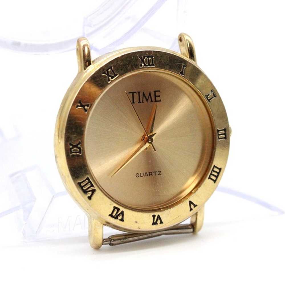 Vintage TIME Watch Face Mens Gold Tone Stainless … - image 1