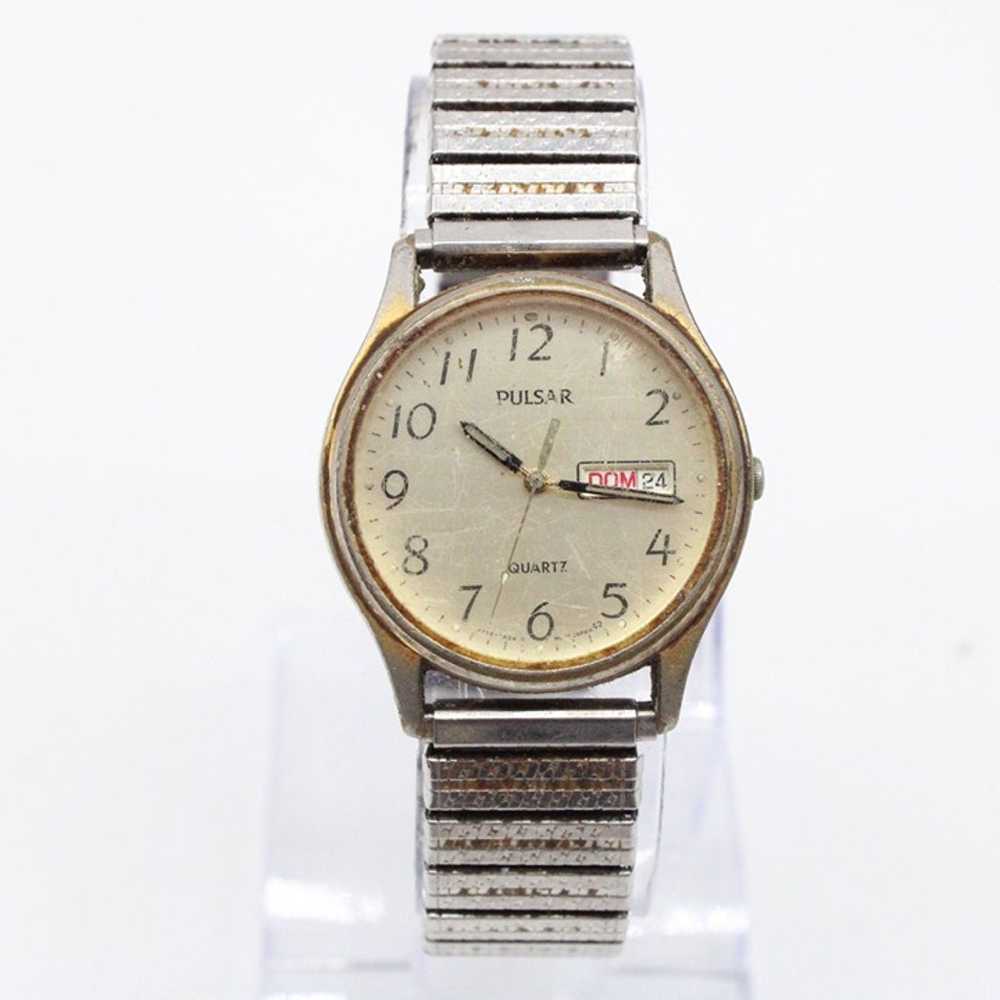 Vintage Pulsar Watch Mens Gold Tone Stainless Ste… - image 2