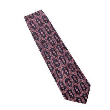 Vintage 60s Mr John Black Pink Pattern Nylon Tie - image 1