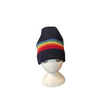 Vintage Meister wool rainbow striped beanie hat