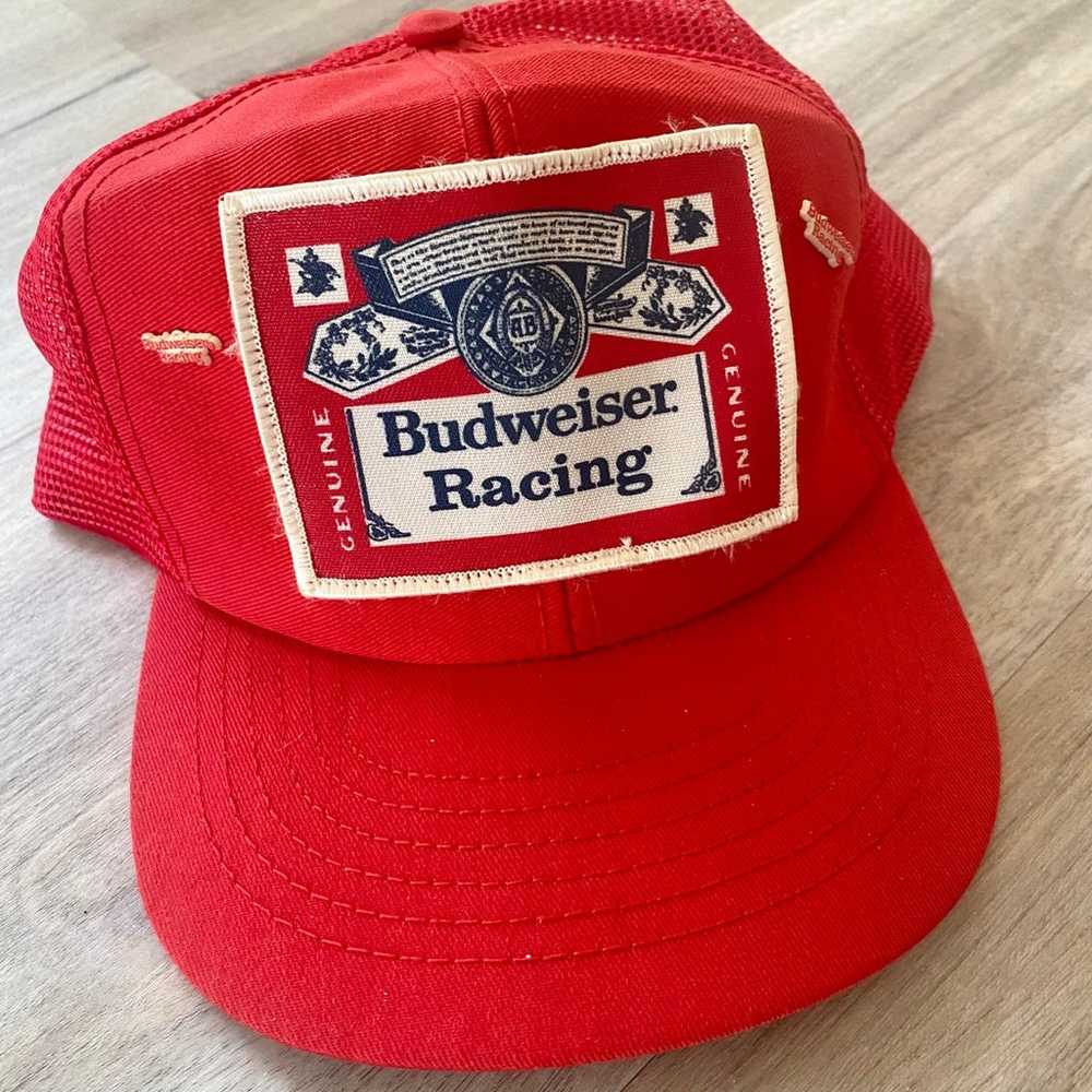 Vintage Budweiser Racing Patch/Pin Hat - image 1