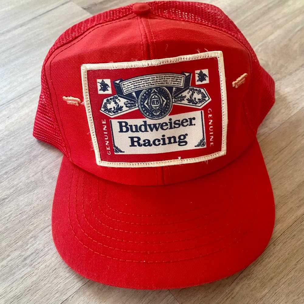 Vintage Budweiser Racing Patch/Pin Hat - image 4