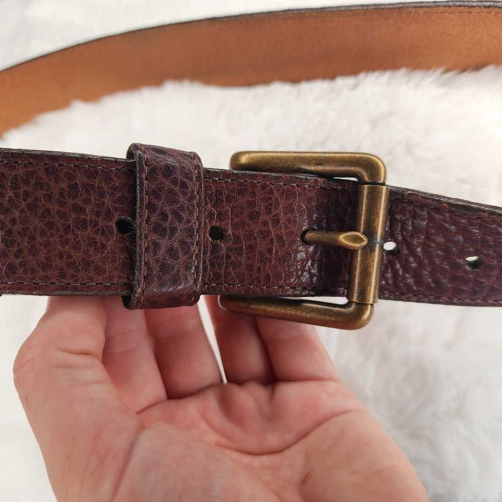 Duluth Brown Pebbled Leather Belt 32" Vintage Mens - image 3