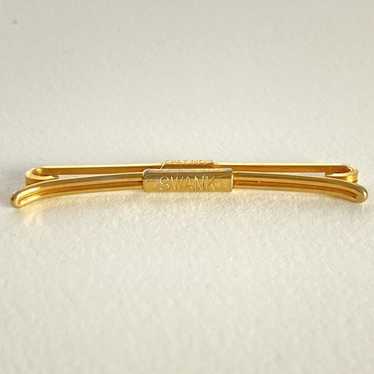 c1930 Mens Swank B&W Plate Collar Bar Stay Gold P… - image 1