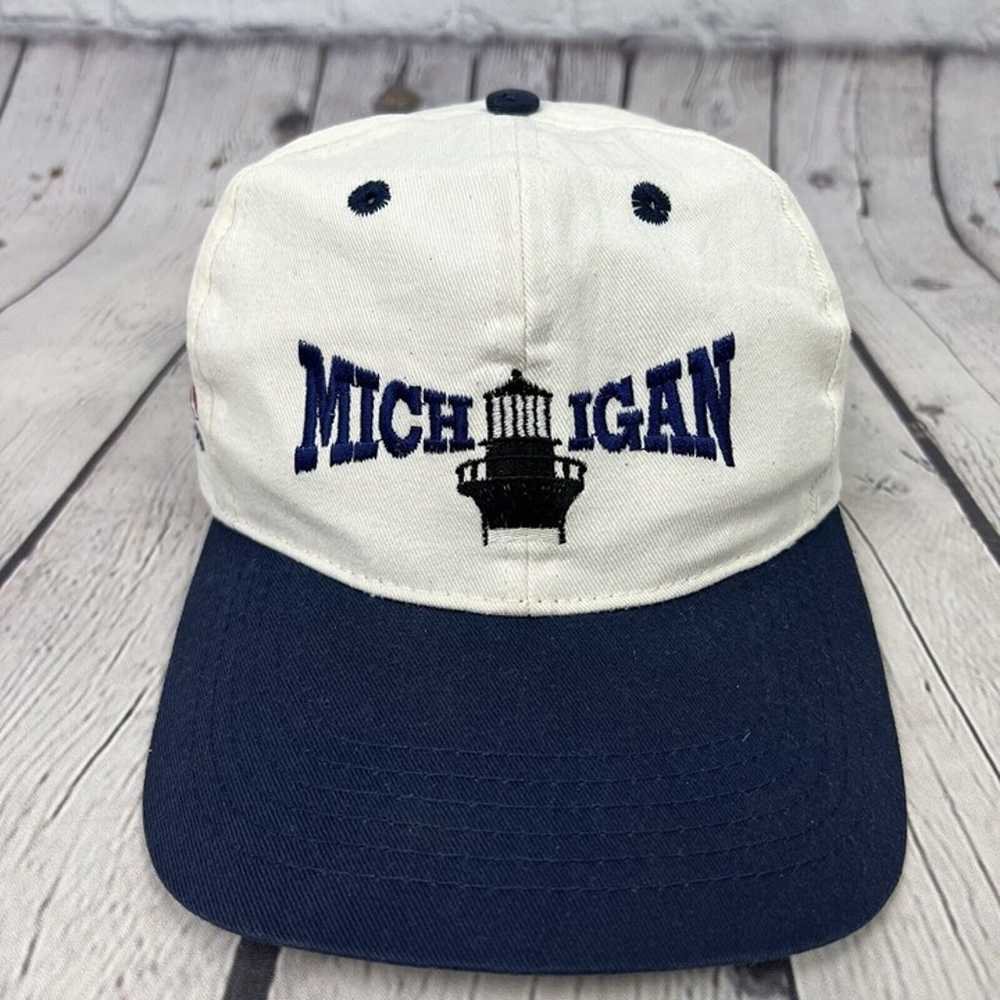 Vintage Michigan 4 Lighthouses Embroidered All Ov… - image 1